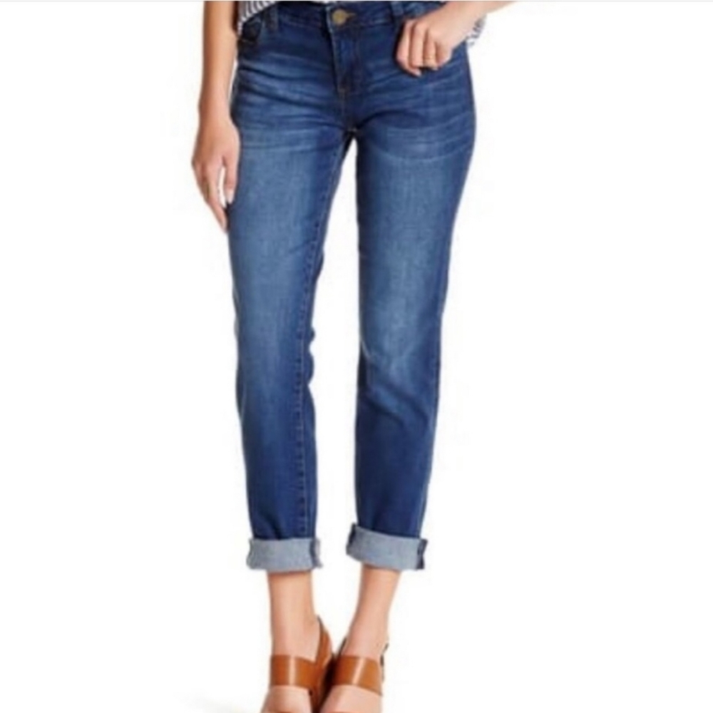 Kut From The Kloth Y2K Kathy Boyfriend Dark Indigo Raw Hem Jeans 6 Streetwear
